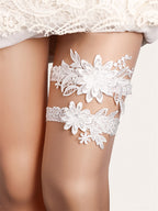 Bridal Garter Set, Light Blue 3d Flower Lace Garter Belt, Stretch Elastic Non-slip Wedding Garter For Bride