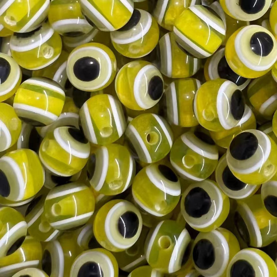 Resin Devil's Eye Beads - Turkish Blue Evil Eye Striped Loose Beads for DIY Jewelry