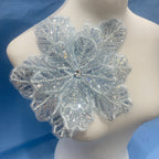 Large Floral Lace Appliqué Trim with Sequins & Beading – Embellished DIY Sew-On Embroidered Flower for Wedding Dresses, Evening Gowns & Bridal Fashion Accessories