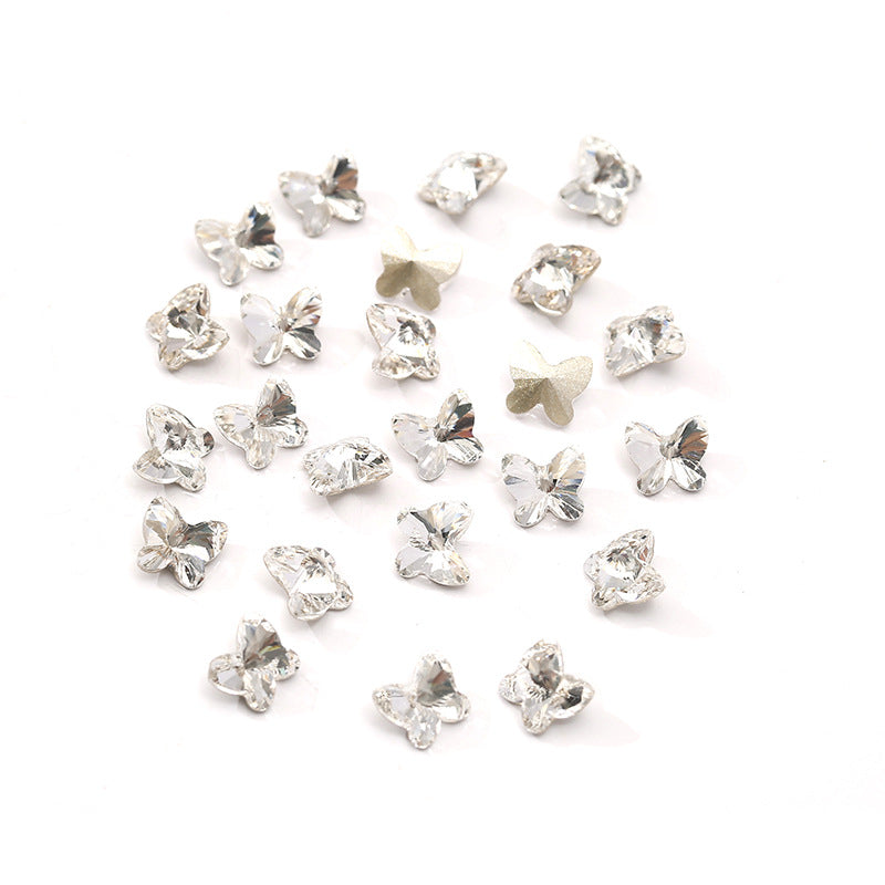 Crystal Butterfly Gradient Pointed-Back Nail Rhinestones – DIY Nail Art Supplies, Special-Shaped Glass Gems for Press-On Manicure Decorations