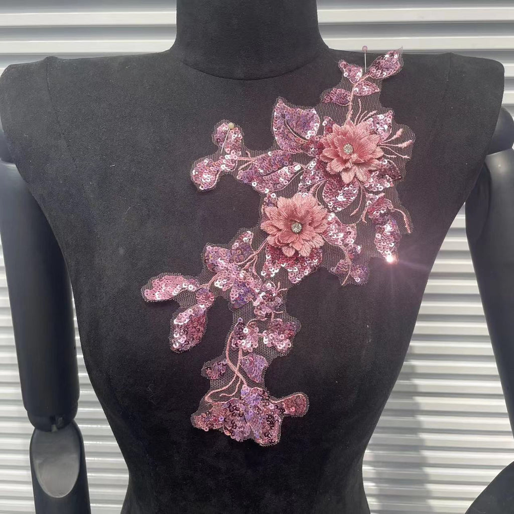 3D Embroidered Flower Patches & Delicate Lace Trims - All-in-One Apparel Decor Set