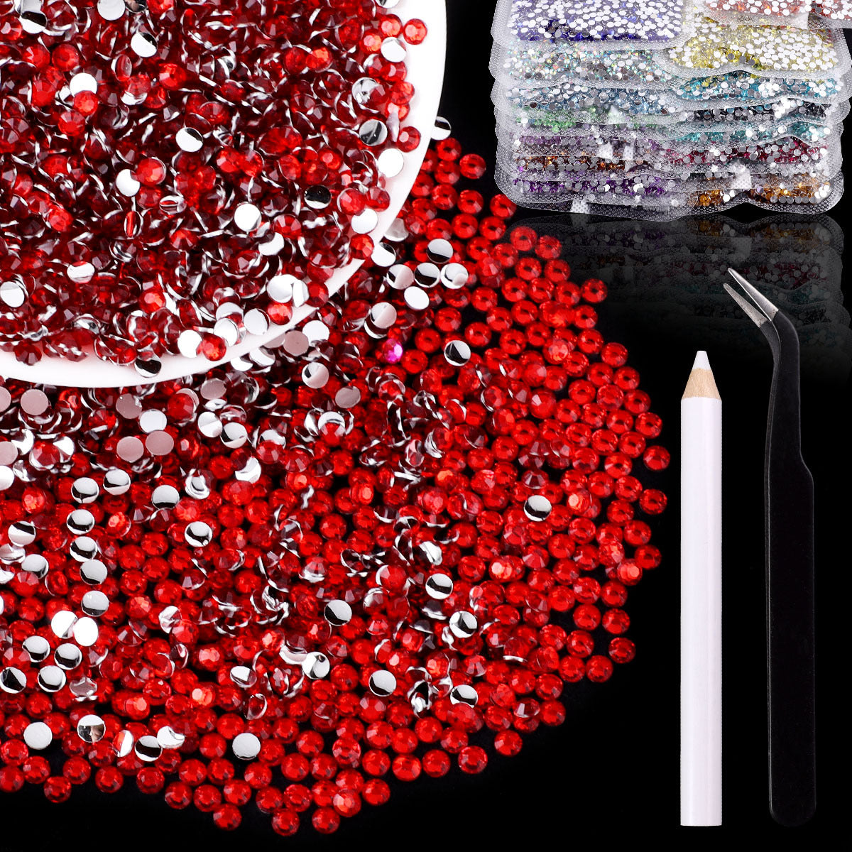 Bling Flashing White Flat Resin Rhinestones, Full Pack Solid Color Transparent Round Drills for Nail Art Decorations, Wedding Dress & Apparel Accessories