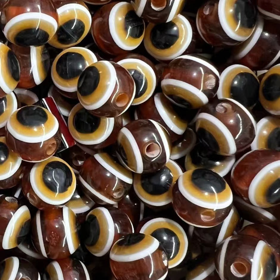 Resin Devil's Eye Beads - Turkish Blue Evil Eye Striped Loose Beads for DIY Jewelry