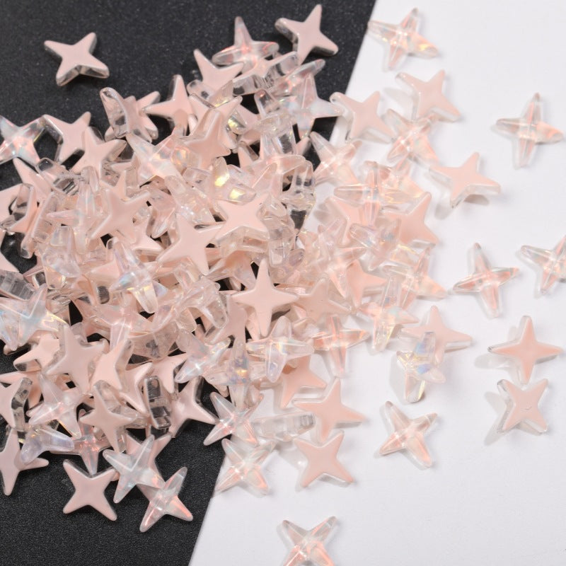 K9 Glass Mocha Aurora 4-Point Star Rhinestones – Flat-Back Iridescent Gems for Nail Art & Phone Charms