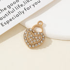 Diamond Studded Lock Pendant, Heart-shaped Lock, Fake Lock Bracelet, Earring Material, Luggage, Clothing Decoration, Diy Alloy Jewelry Accessories
