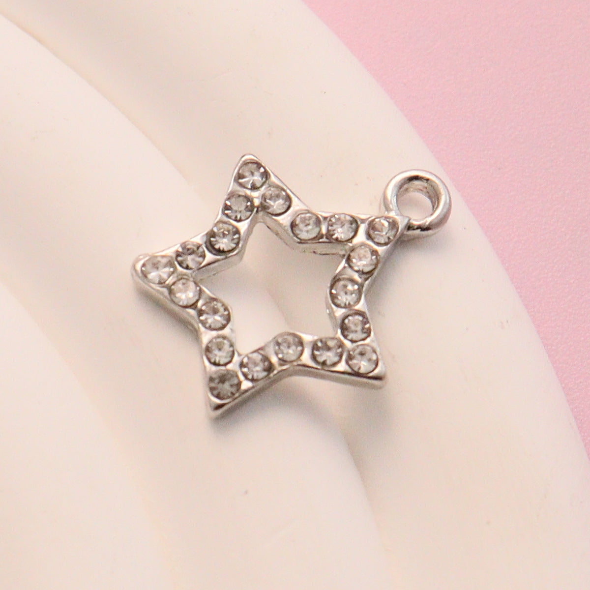 Cross Border Hollow Pentagram Diamond Inlaid Small Pendant Alloy Jewelry Accessories Diy Accessories Pendant Bracelet Clothing Material