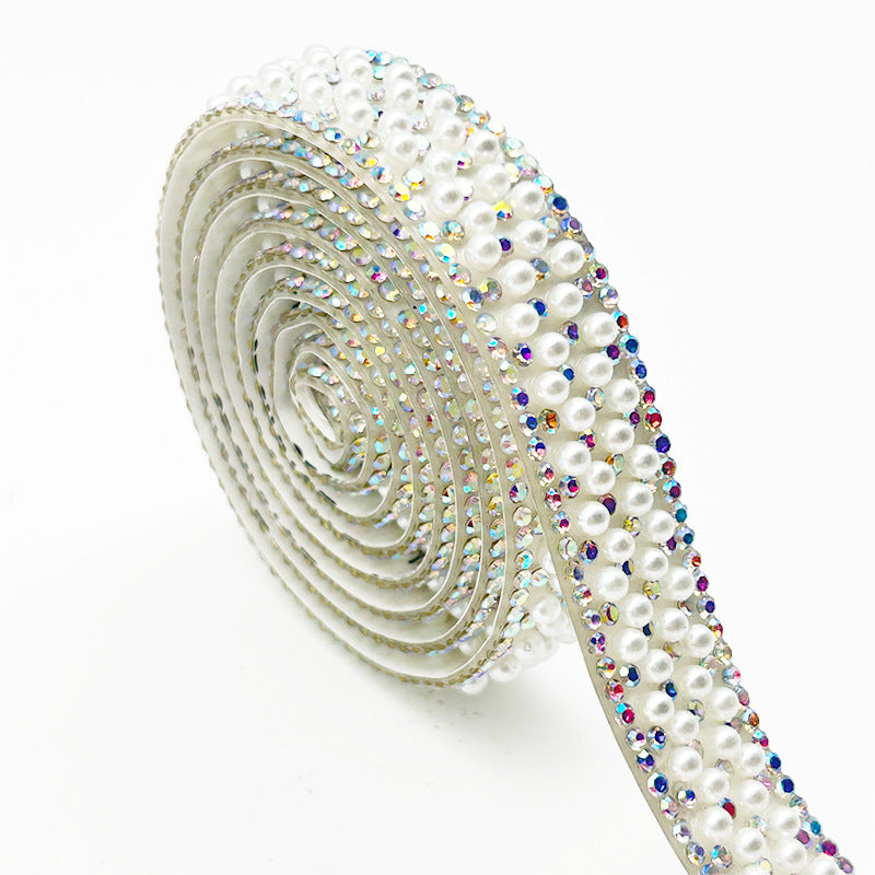 Pearl Rhinestone Strip, Self-adhesive Rhinestone Strip, Diy Jewelry Accessory, Shoe And Bag Decoration, Clothing Rhinestone Patch
