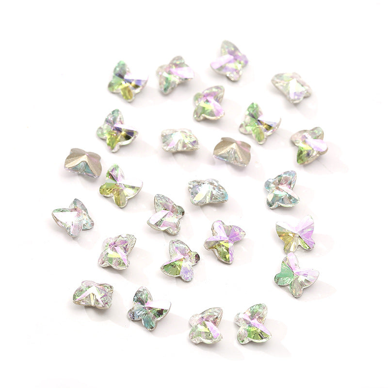 Crystal Butterfly Gradient Pointed-Back Nail Rhinestones – DIY Nail Art Supplies, Special-Shaped Glass Gems for Press-On Manicure Decorations