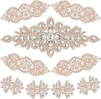 9 Pcs Rhinestone Applique Patches with Back Glue, Sparkling Iron-on Gems for Dancewear, Performance Costumes, Ice Skating Dress, Garment Embellishment