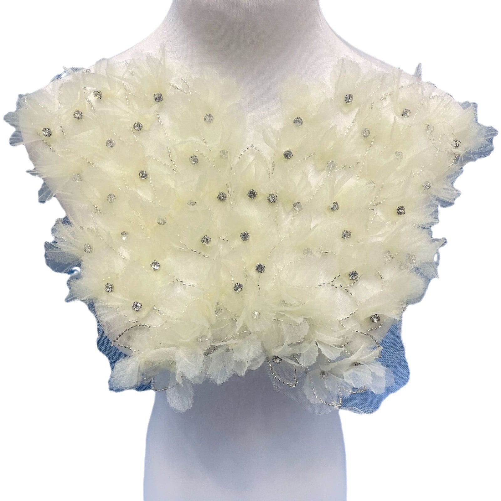 Ultra-Embellished Boho-Chic Bustier Floral Appliqué – Heavy Beaded & Sparkling DIY Trim for Evening Gowns, Stage Costumes & Ethereal Bridal Fashion Accessories