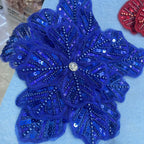 Large Floral Lace Appliqué Trim with Sequins & Beading – Embellished DIY Sew-On Embroidered Flower for Wedding Dresses, Evening Gowns & Bridal Fashion Accessories