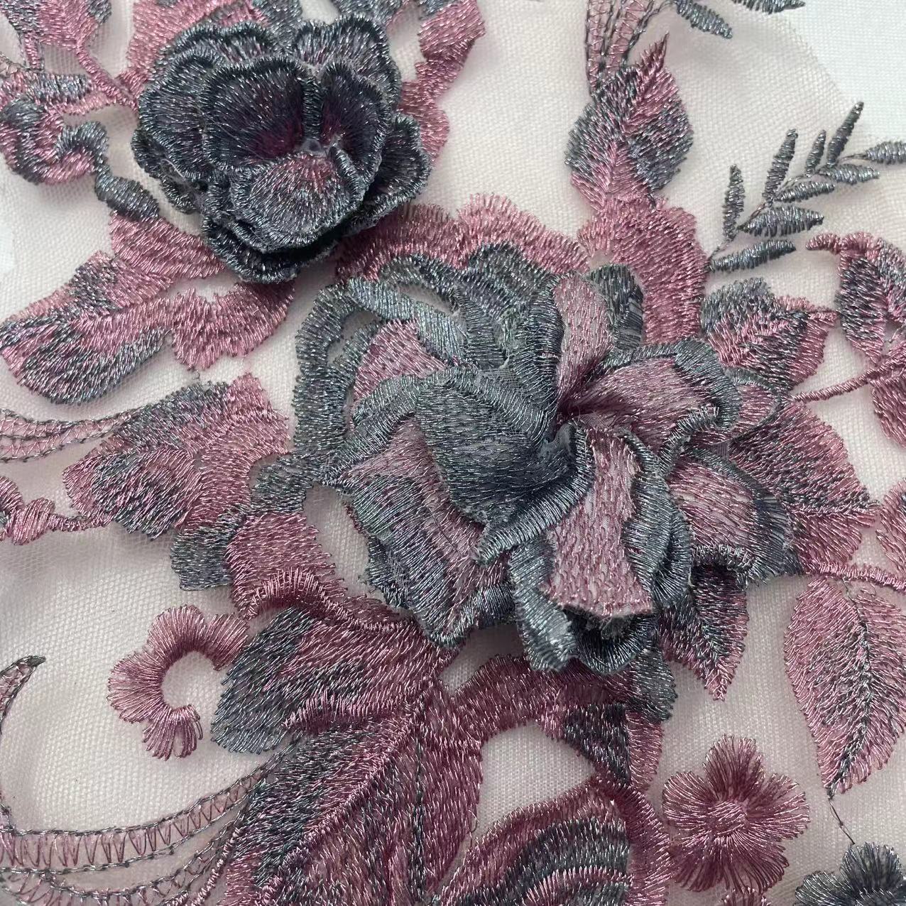 3D Floral Beaded Tulle Embroidered Applique Patch with Sequins - DIY Clothing Repair & Decorative Sewing Craft Supply