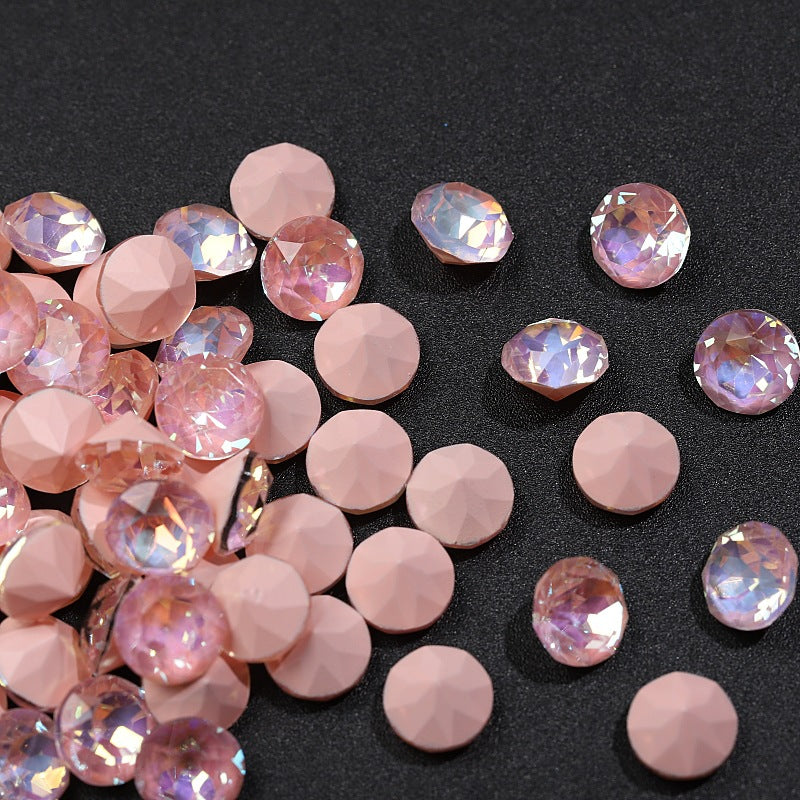 33-Facet 8mm Mocha Gradient Pointed-Back Nail Rhinestones – Mini Stacked Crystal Gems for DIY Manicure, Bag & Apparel Embellishments