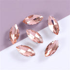 White Gold Plated Marquise Pointed-Back Rhinestones with Holes for Sewing