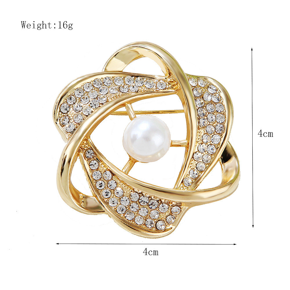 Korea style full pearl swan rhinestone flower brooch pin -women's fashion accessories