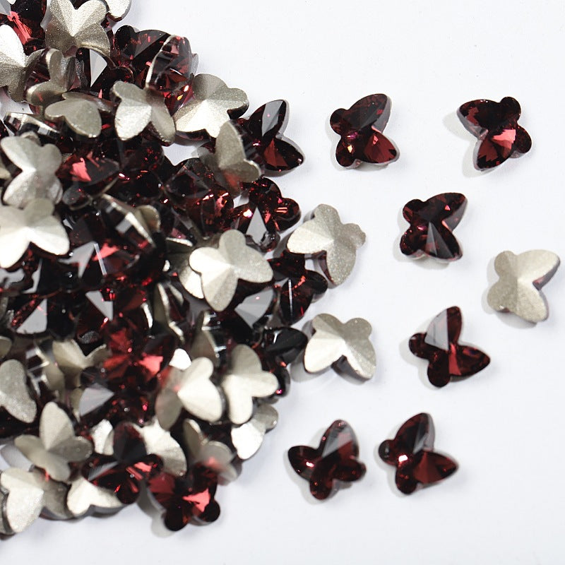 Crystal Butterfly Gradient Pointed-Back Nail Rhinestones – DIY Nail Art Supplies, Special-Shaped Glass Gems for Press-On Manicure Decorations