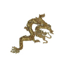 Gold Dragon & Phoenix Sequin Embroidered Iron-On Patches – Shimmering Appliqué for Qipao, Wedding Dress & DIY Craft, Traditional Chinese Textile Embellishment for Sewing & Fashion Design