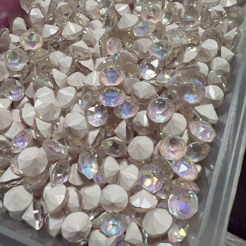 33-Facet 8mm Mocha Gradient Pointed-Back Nail Rhinestones – Mini Stacked Crystal Gems for DIY Manicure, Bag & Apparel Embellishments