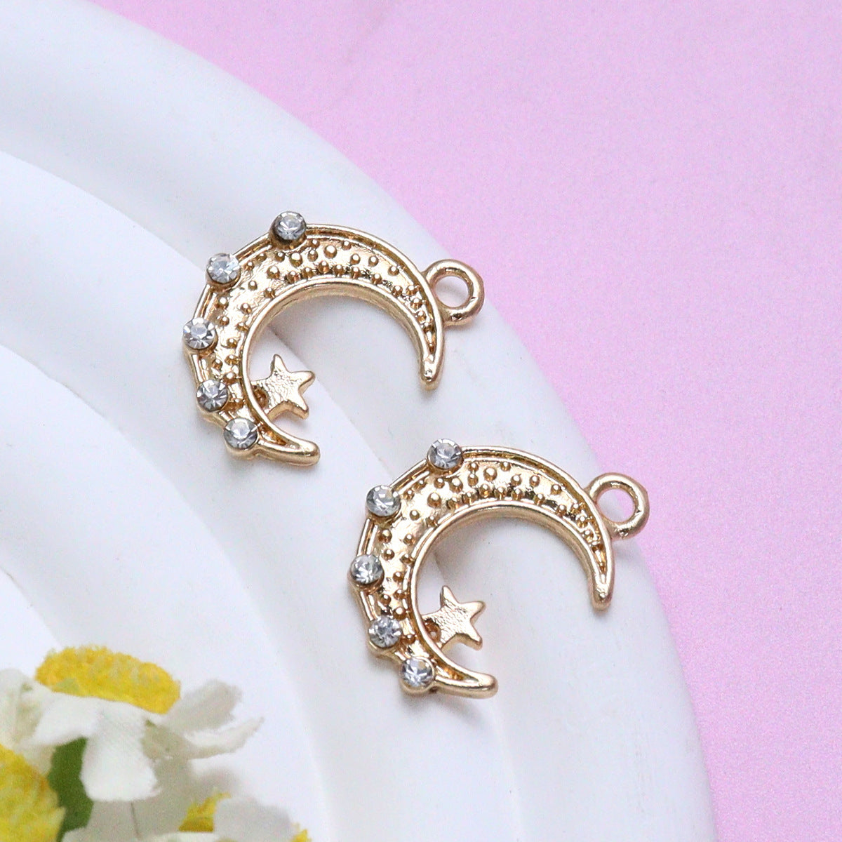 Vintage Star Moon Hollow Pendant Handmade Star Moon Pendant Bracelet Necklace Accessories DIY Alloy Accessories