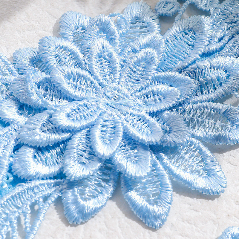 Bridal Garter Set, Light Blue 3d Flower Lace Garter Belt, Stretch Elastic Non-slip Wedding Garter For Bride