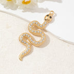 Cross Border New Diamond Inlaid Snake Shaped Alloy Pendant Bracelet Necklace Earring Accessories High-end Diy Material Accessories