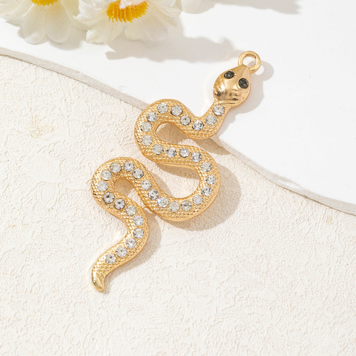 Cross Border New Diamond Inlaid Snake Shaped Alloy Pendant Bracelet Necklace Earring Accessories High-end Diy Material Accessories