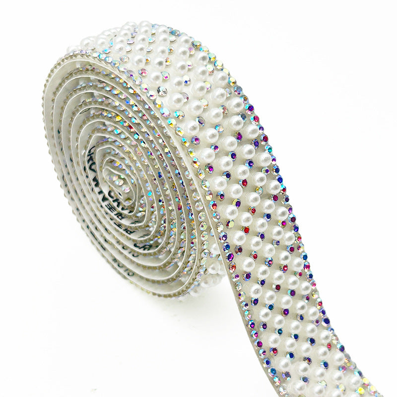 Pearl Rhinestone Strip, Self-adhesive Rhinestone Strip, Diy Jewelry Accessory, Shoe And Bag Decoration, Clothing Rhinestone Patch