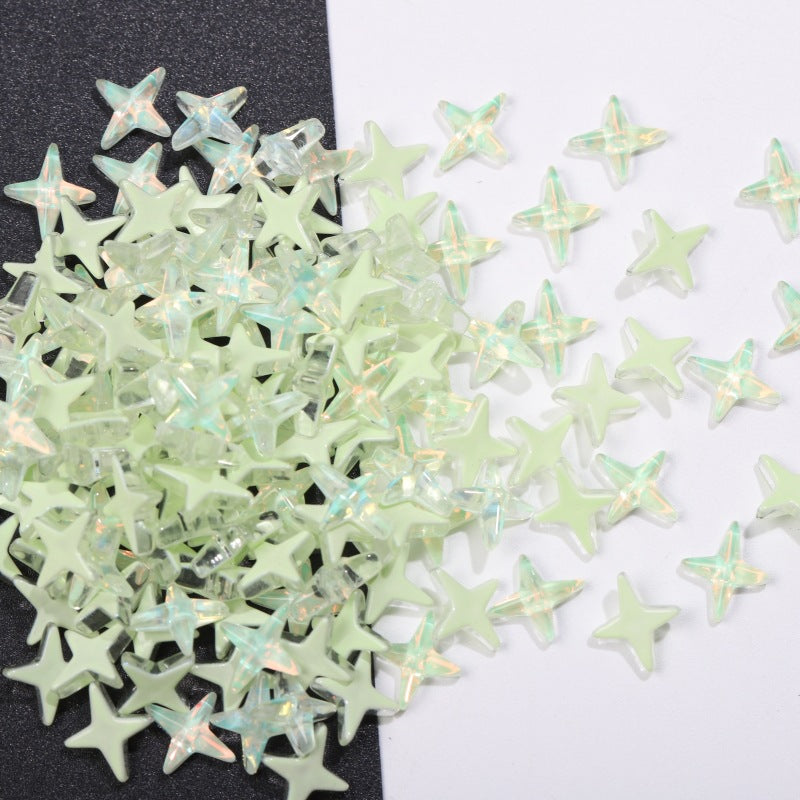 K9 Glass Mocha Aurora 4-Point Star Rhinestones – Flat-Back Iridescent Gems for Nail Art & Phone Charms