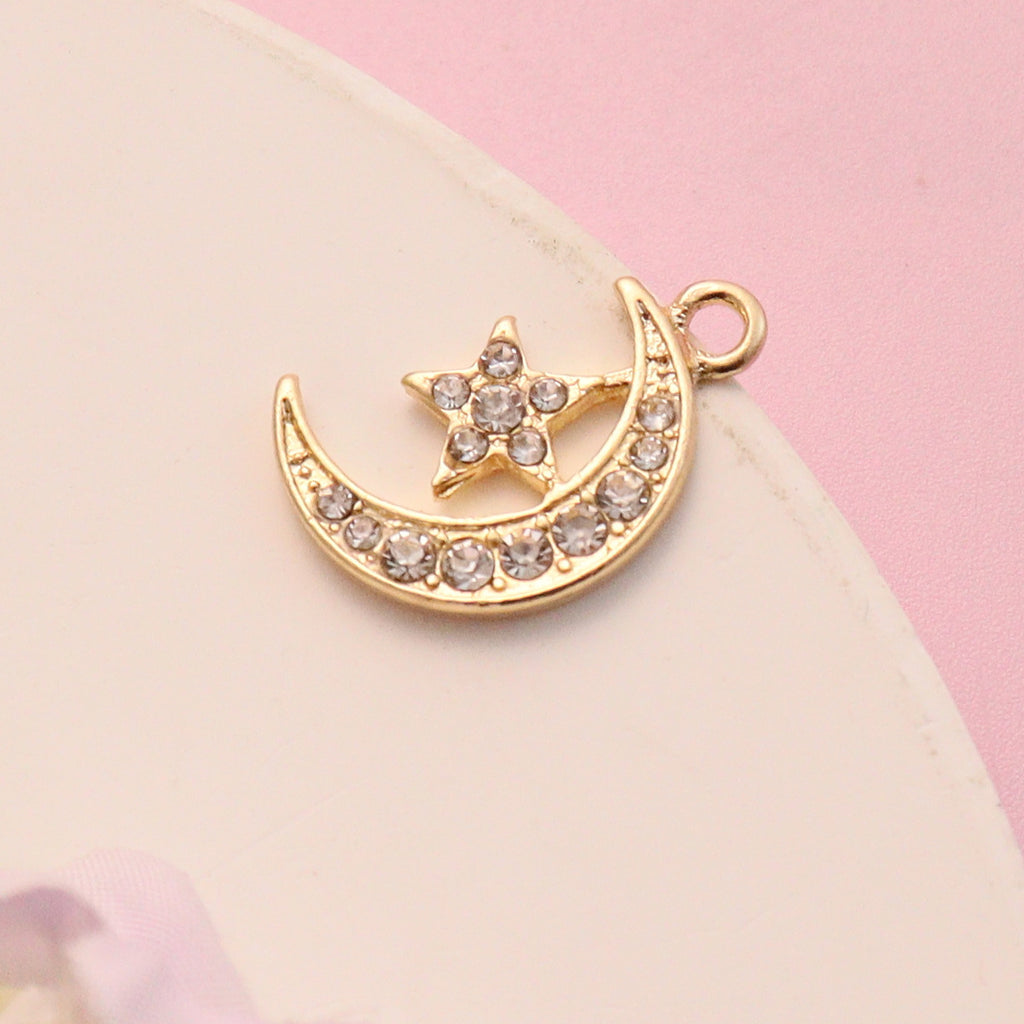 Vintage Star Moon Hollow Pendant Handmade Star Moon Pendant Bracelet Necklace Accessories DIY Alloy Accessories