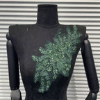 Color-Block 3D Embroidered Appliqué with Tube Beads & Lace – Minimalist Chic Patch for Sweaters, Jackets & DIY Fashion Embellishment