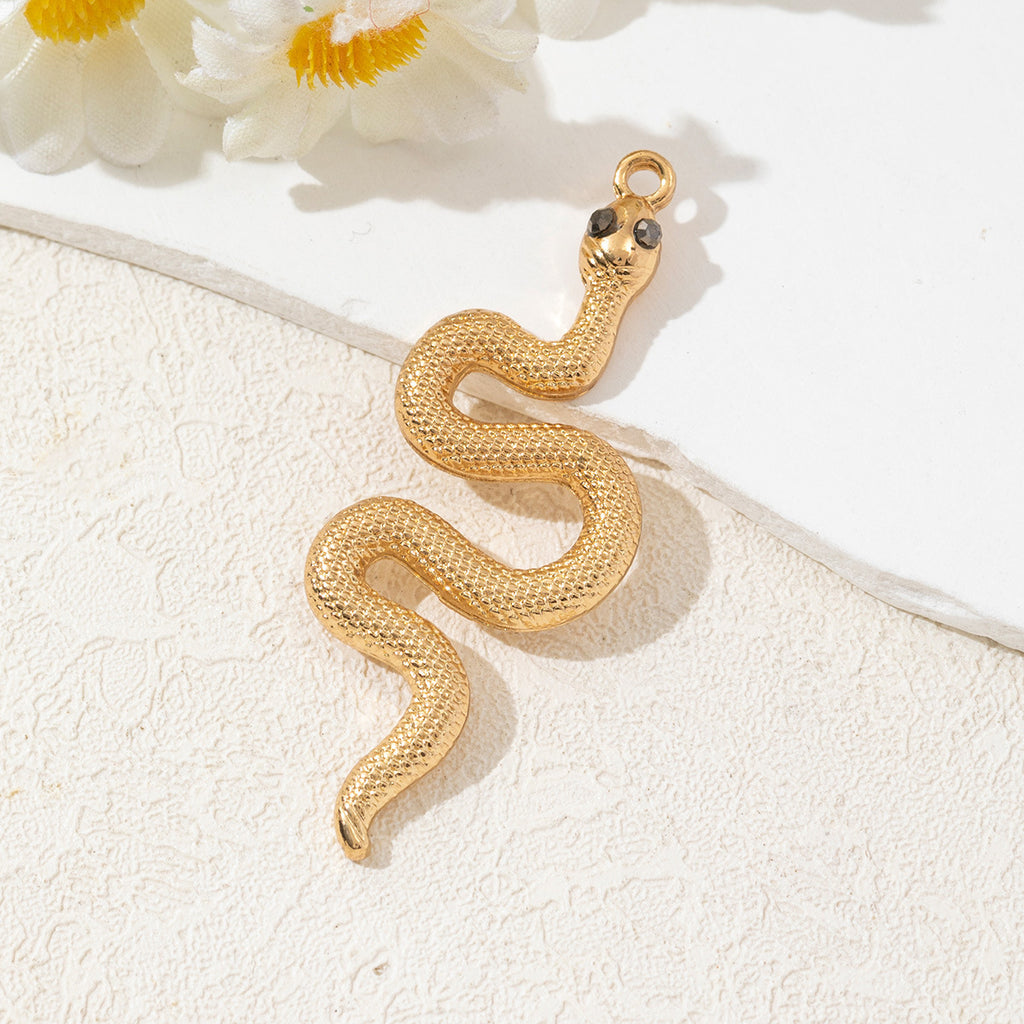 Cross Border New Diamond Inlaid Snake Shaped Alloy Pendant Bracelet Necklace Earring Accessories High-end Diy Material Accessories