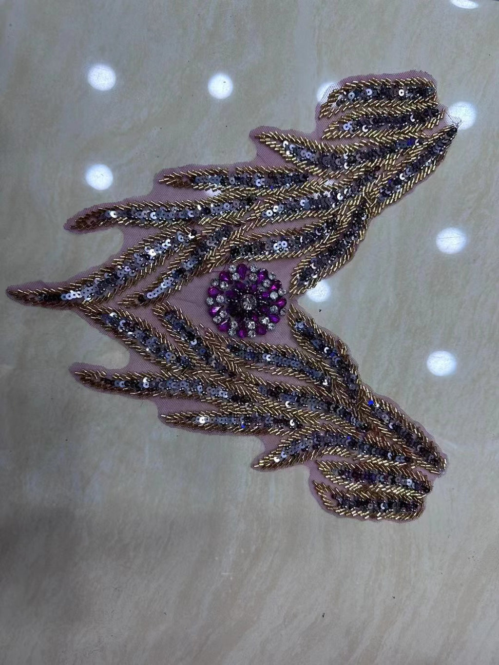 Multicolor Hand-Beading Lace Trim with Crystal Glass Rhinestones & Seed Beads – Embellished DIY Appliqué for Wedding Dresses, Evening Gowns, Qipao & Bridal Fashion Sewing Projects
