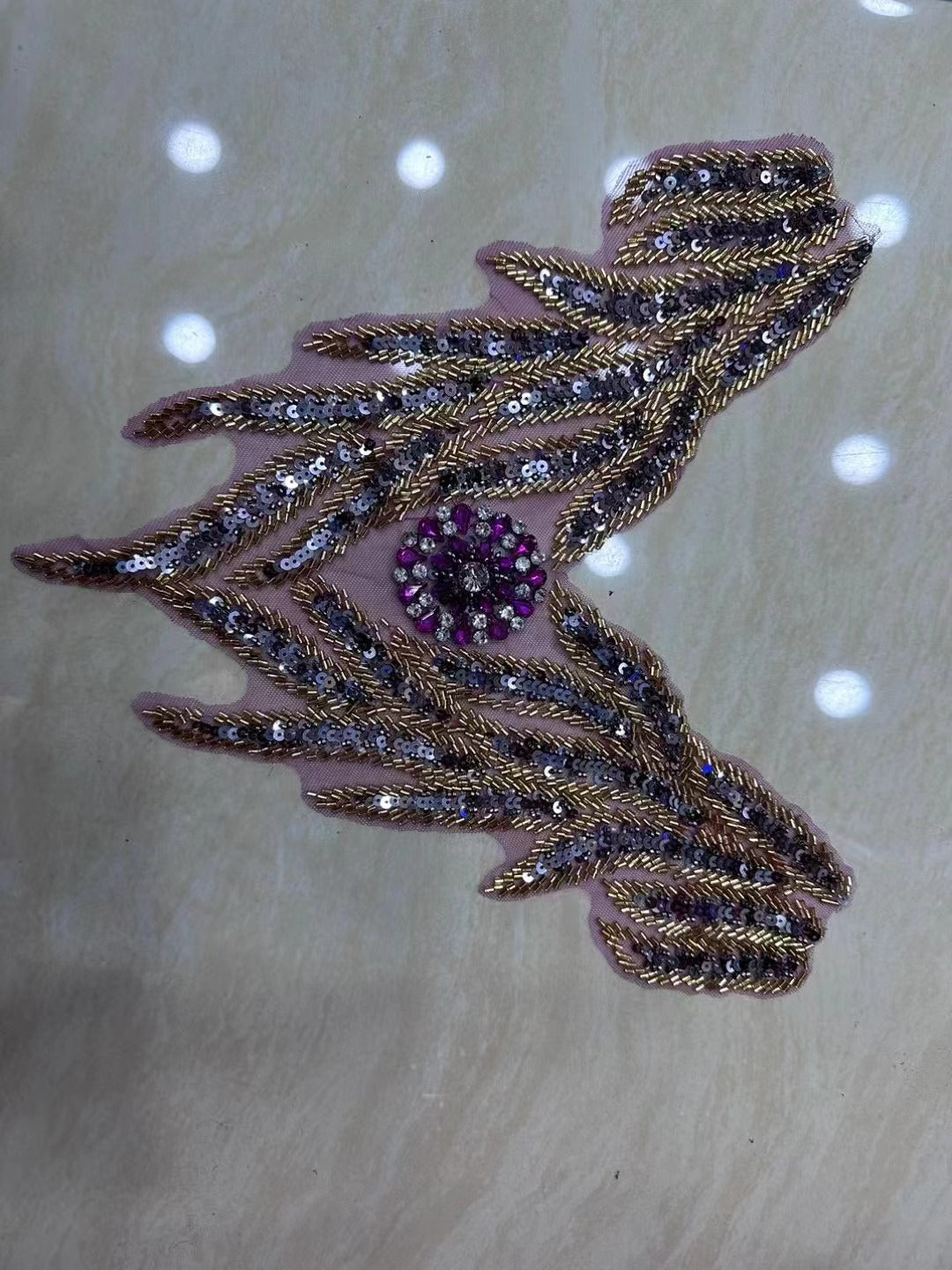 Multicolor Hand-Beading Lace Trim with Crystal Glass Rhinestones & Seed Beads – Embellished DIY Appliqué for Wedding Dresses, Evening Gowns, Qipao & Bridal Fashion Sewing Projects