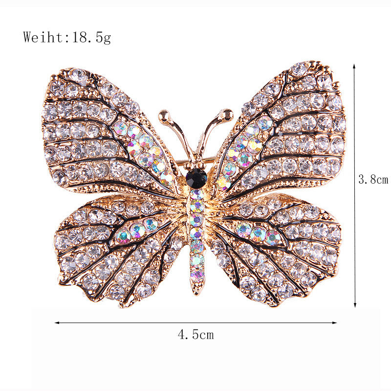 Korean Style Eco-Friendly Alloy Rainbow Rhinestone Butterfly Brooch Pin - Women's Fashion Animal Lapel Accessory