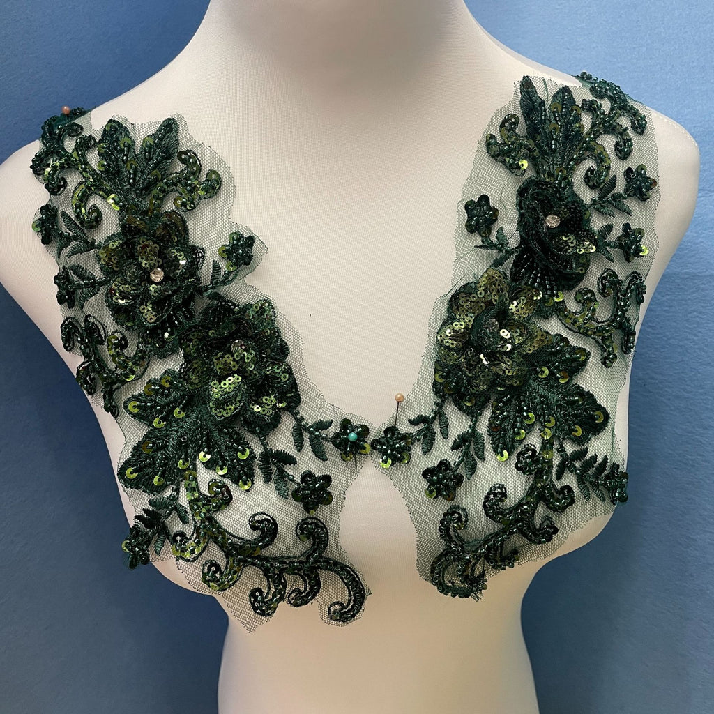 Large Multi-Color Floral Lace Applique - Hand-Sew Bridal & Gown Embroidery Trim
