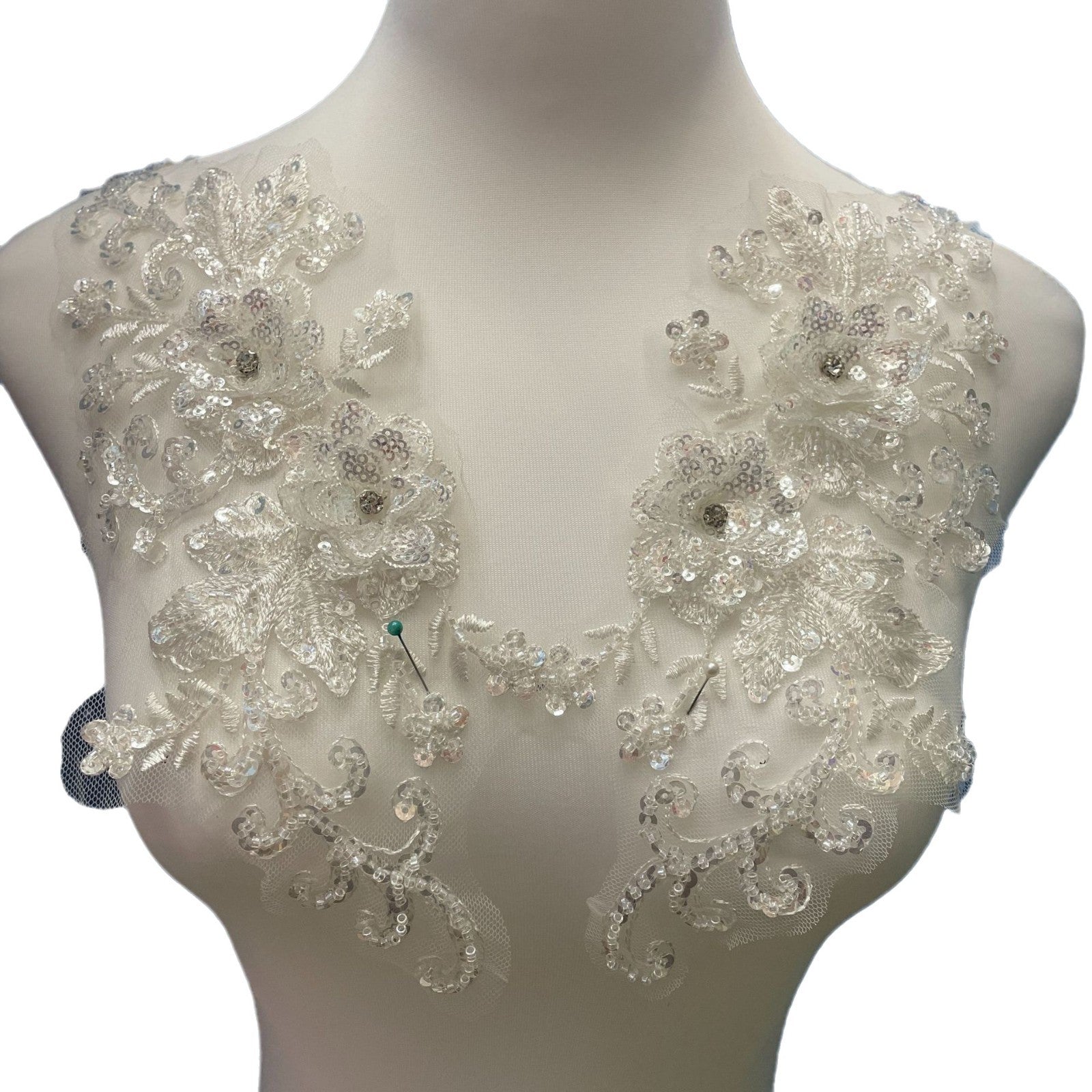 Multi-Color Large Floral Lace Embroidery Hand-Sew DIY Applique Trim - Bridal & Evening Gown Sewing Craft Supplies