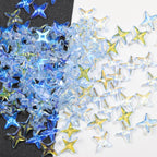 K9 Glass Mocha Aurora 4-Point Star Rhinestones – Flat-Back Iridescent Gems for Nail Art & Phone Charms