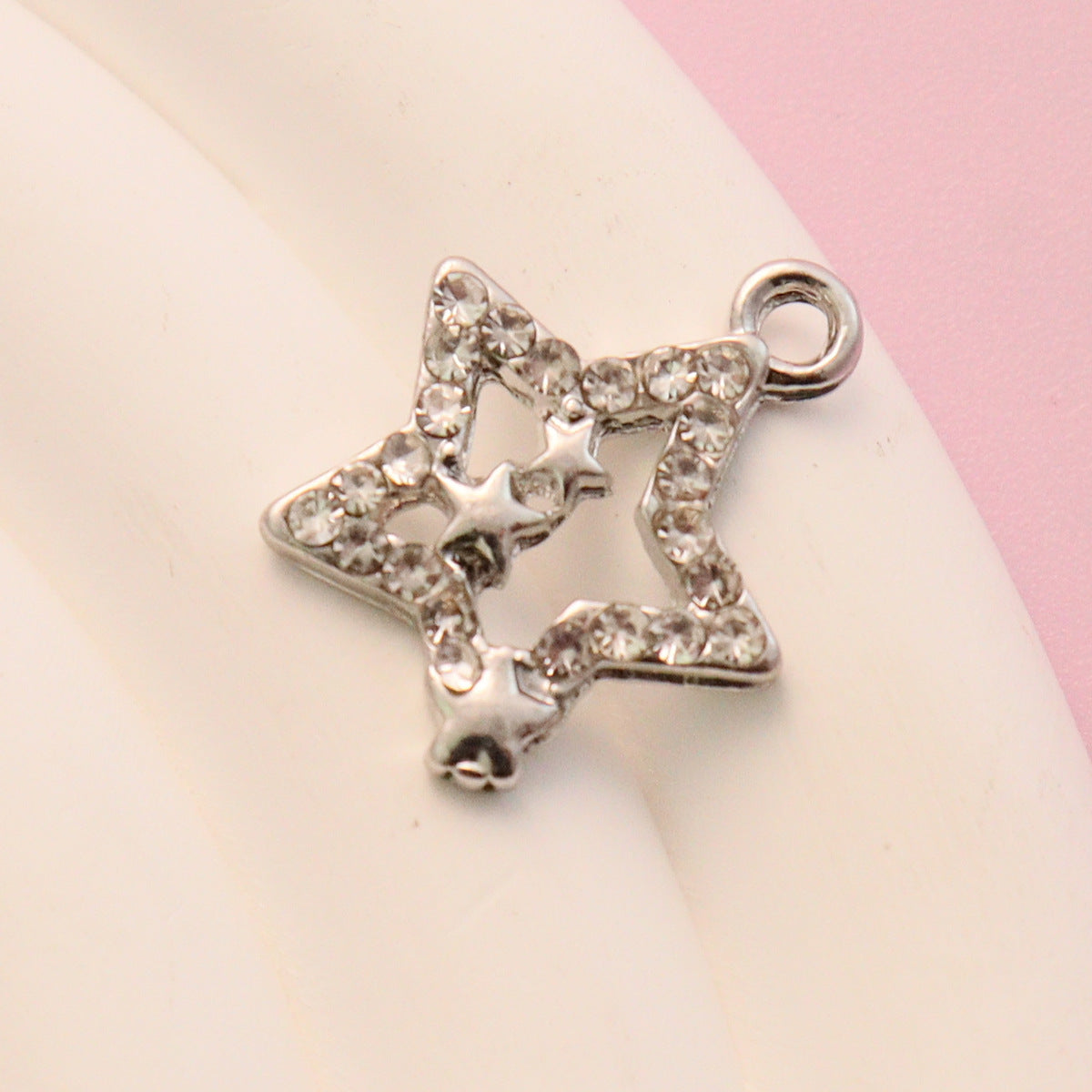 Cross Border Hollow Pentagram Diamond Inlaid Small Pendant Alloy Jewelry Accessories Diy Accessories Pendant Bracelet Clothing Material