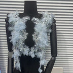 Ultra-Embellished Beaded 3D Floral Sleeve Appliqué – Ethereal DIY Trim for Evening Gowns, Stage Costumes & Bridal Fashion Accessories
