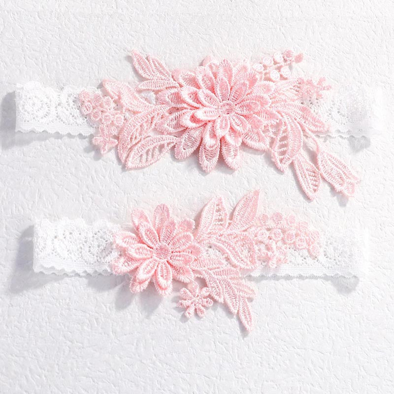 Bridal Garter Set, Light Blue 3d Flower Lace Garter Belt, Stretch Elastic Non-slip Wedding Garter For Bride