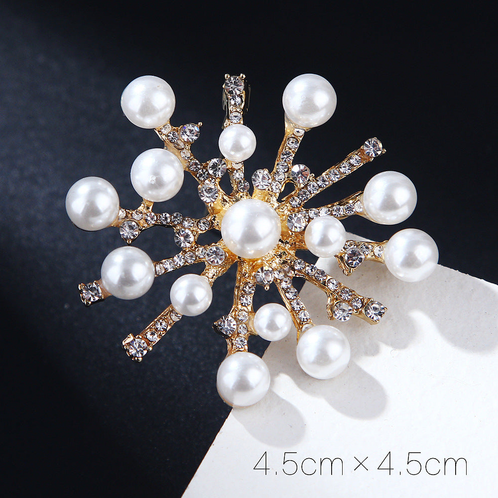 Korea style full pearl swan rhinestone flower brooch pin -women's fashion accessories