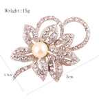Versatile Silver Brooch - Twin Flower Pearl & Crystal Pin, Korean Fashion Eco Alloy Women's Jacket Accessory