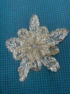 Multicolor Layered Sequin & Beaded 3D Floral Appliqué – Decorative Patch for Dresses, Evening Gowns & Bridal Fashion Accessories