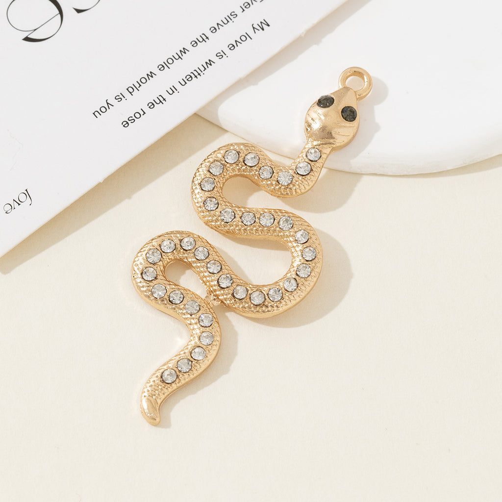 Cross Border New Diamond Inlaid Snake Shaped Alloy Pendant Bracelet Necklace Earring Accessories High-end Diy Material Accessories