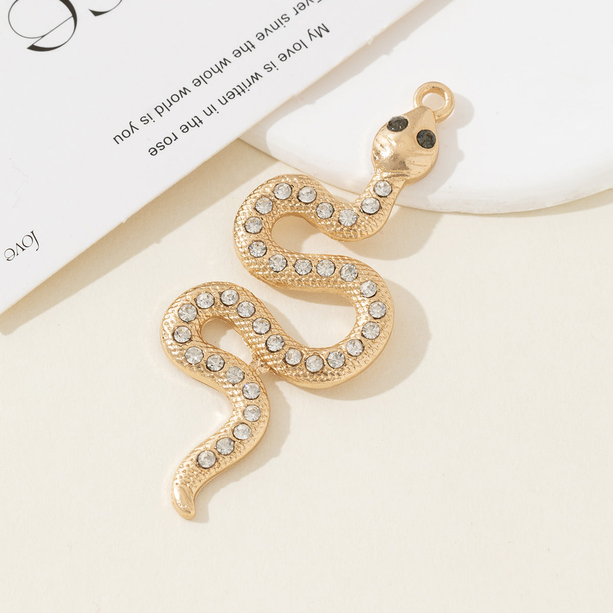 Cross Border New Diamond Inlaid Snake Shaped Alloy Pendant Bracelet Necklace Earring Accessories High-end Diy Material Accessories