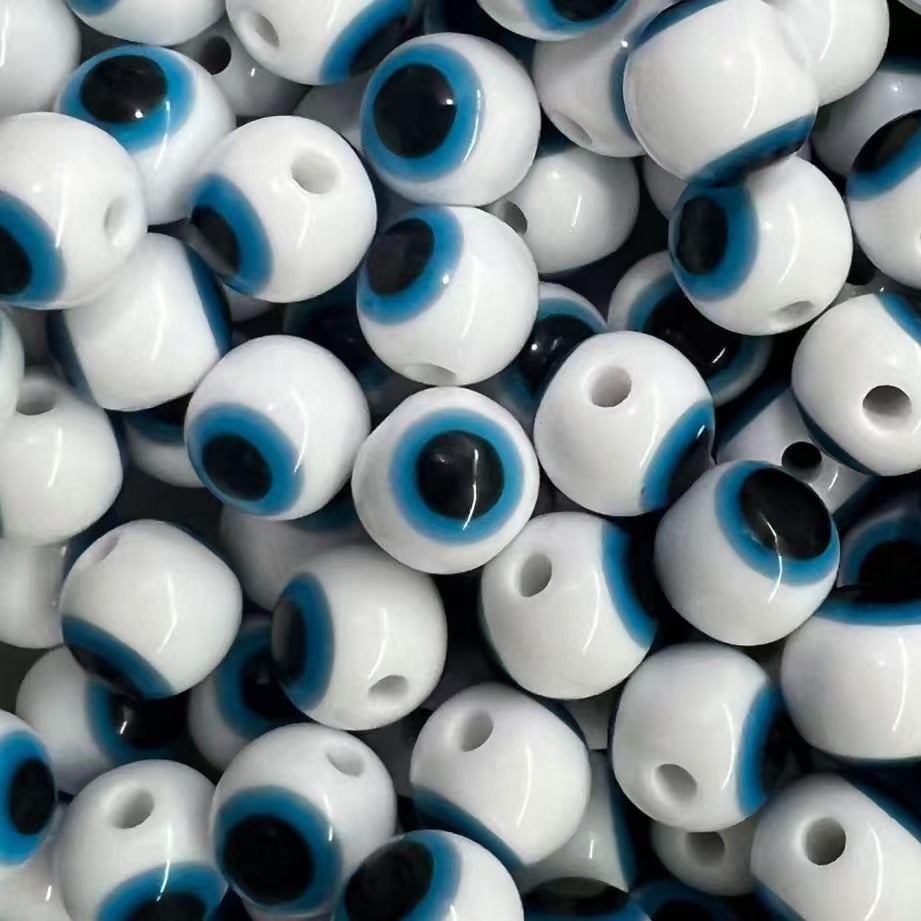 Resin Devil's Eye Beads - Turkish Blue Evil Eye Striped Loose Beads for DIY Jewelry