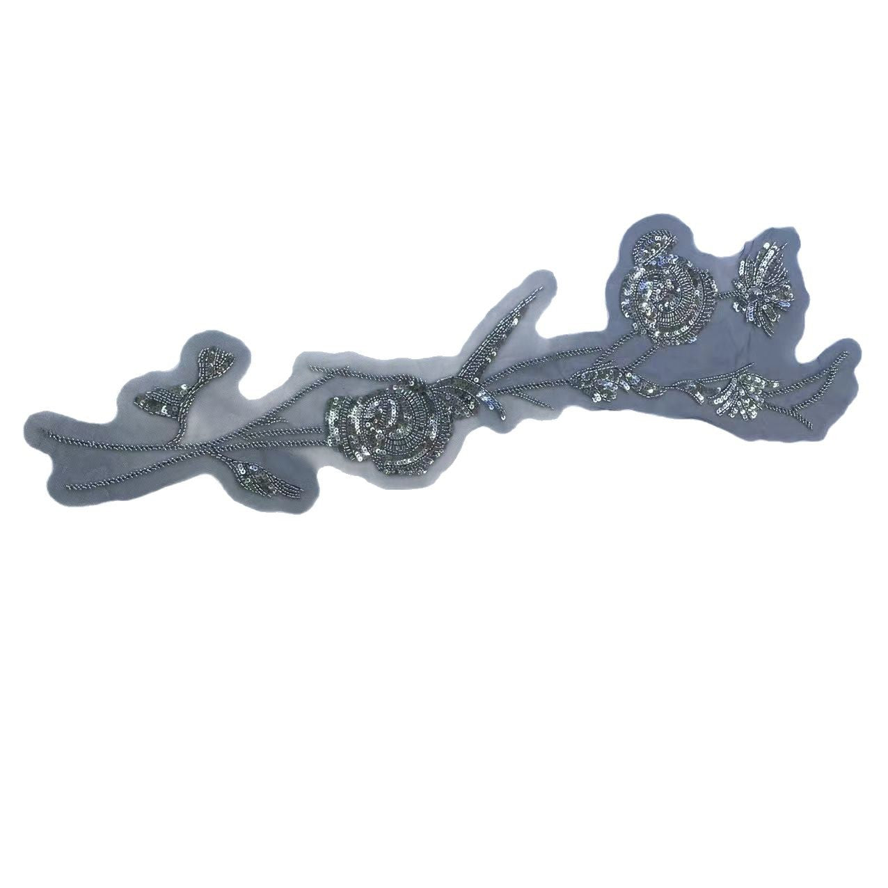 Women's Black Strapless Bodycon Bandage Dress – Sleeveless, Stretch Fit with Hot-Fix Rhinestone Floral Embellishment, Sexy & Elegant for Evening & Party Wear