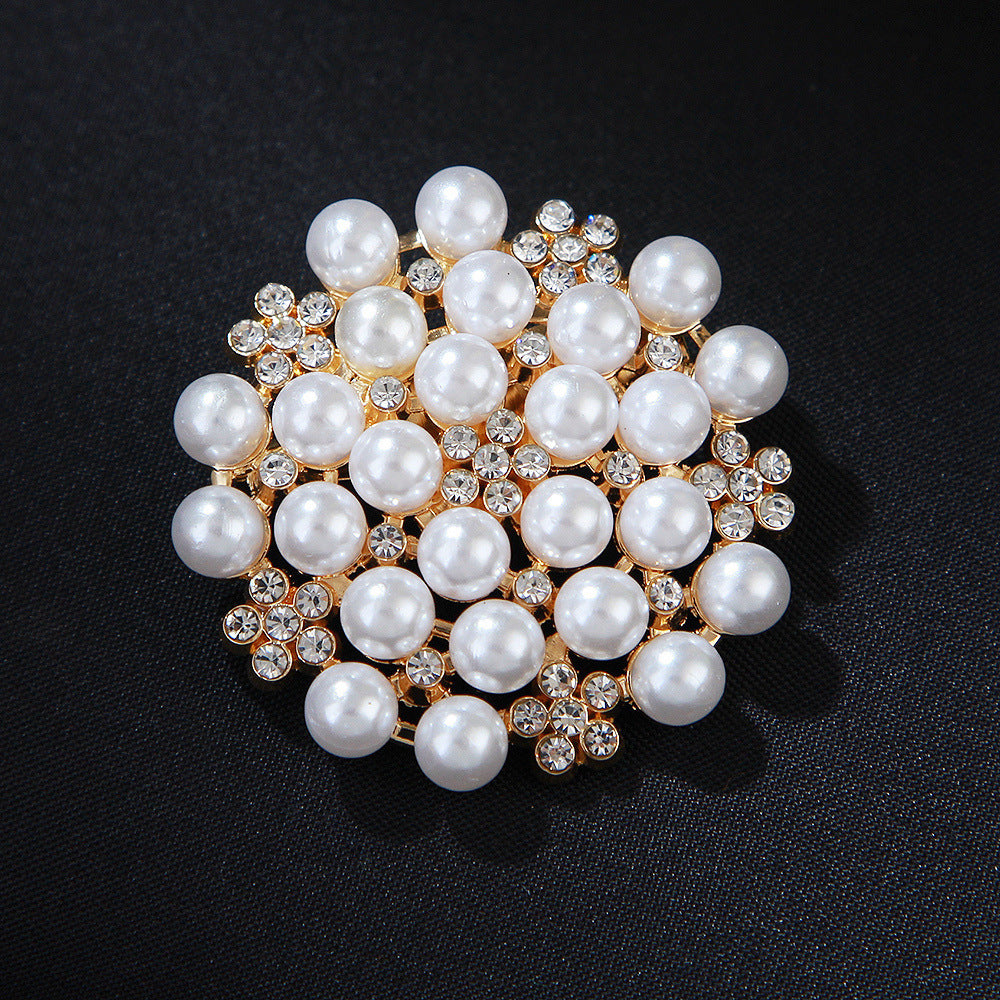 Korea style full pearl swan rhinestone flower brooch pin -women's fashion accessories