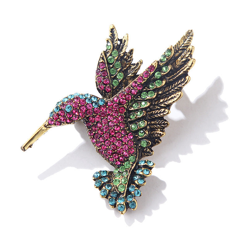 Retro Woodpecker Brooch - Full Crystal Rhinestone Eco Alloy Bird Pin, Vintage Style Women's Fashion Jewelry
