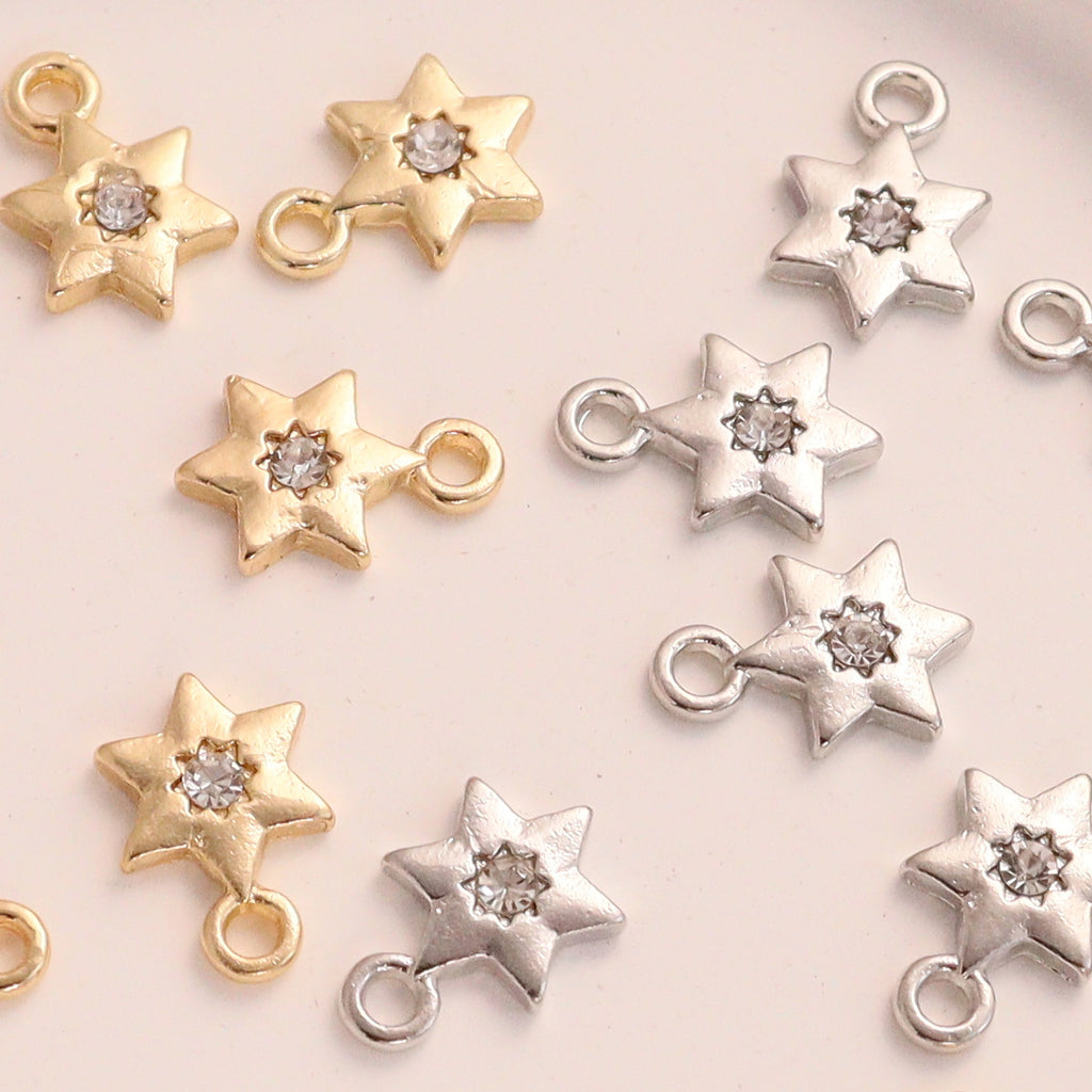 Alloy Pentagram Diamond Inlaid Small Pendant, Star Jewelry Accessories, Clothing Necklace, Mobile Phone Chain, Diy Material Small Pendant